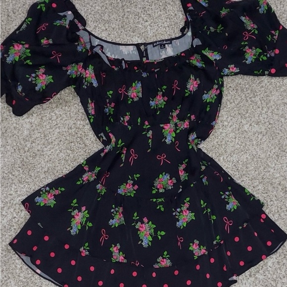For Love and Lemons Ruffle tiered Wilson black polka dot mini dress Medium - Picture 3 of 5